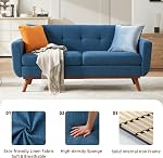 Kingfun 65.8" W Loveseat Sofa, Mid Century Modern Decor Love Seat Couches for Living Room, Button Tufted Upholstered Furniture, Solid & Easy to Install Small Couch for Bedroom Office Apartment, Bule