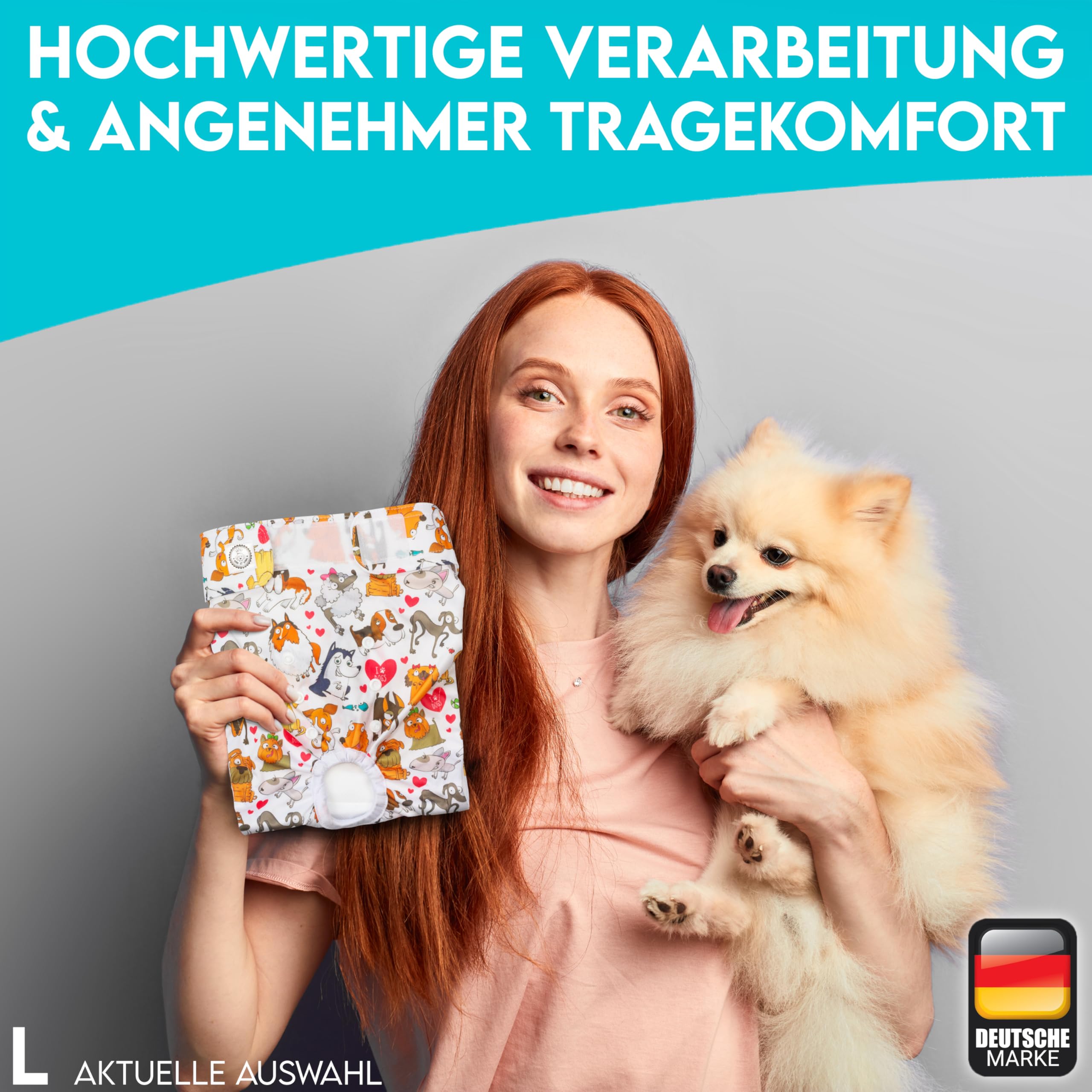 HUND IST KÖNIG Hundewindeln für Hündinnen (3 Stück) - Hochabsorbierende Läufigkeitshose für Hündinnen mit 3-Fach Justierung - Umweltfreundliche Hunde Windeln, Hundehöschen Läufigkeit & Inkontinenz