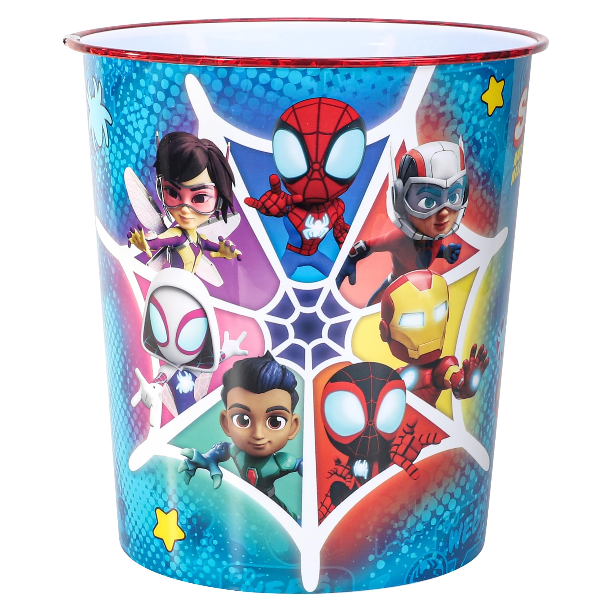 Marvel Spidey Kids Waste Paper Bin for Bedroom, Playing & Study Room | Childrens Small Plastic Bucket Dustbin, Waterproof & Stain-Resistant, Open-Top Study Desk Basket | Kids Bedroom Accessories