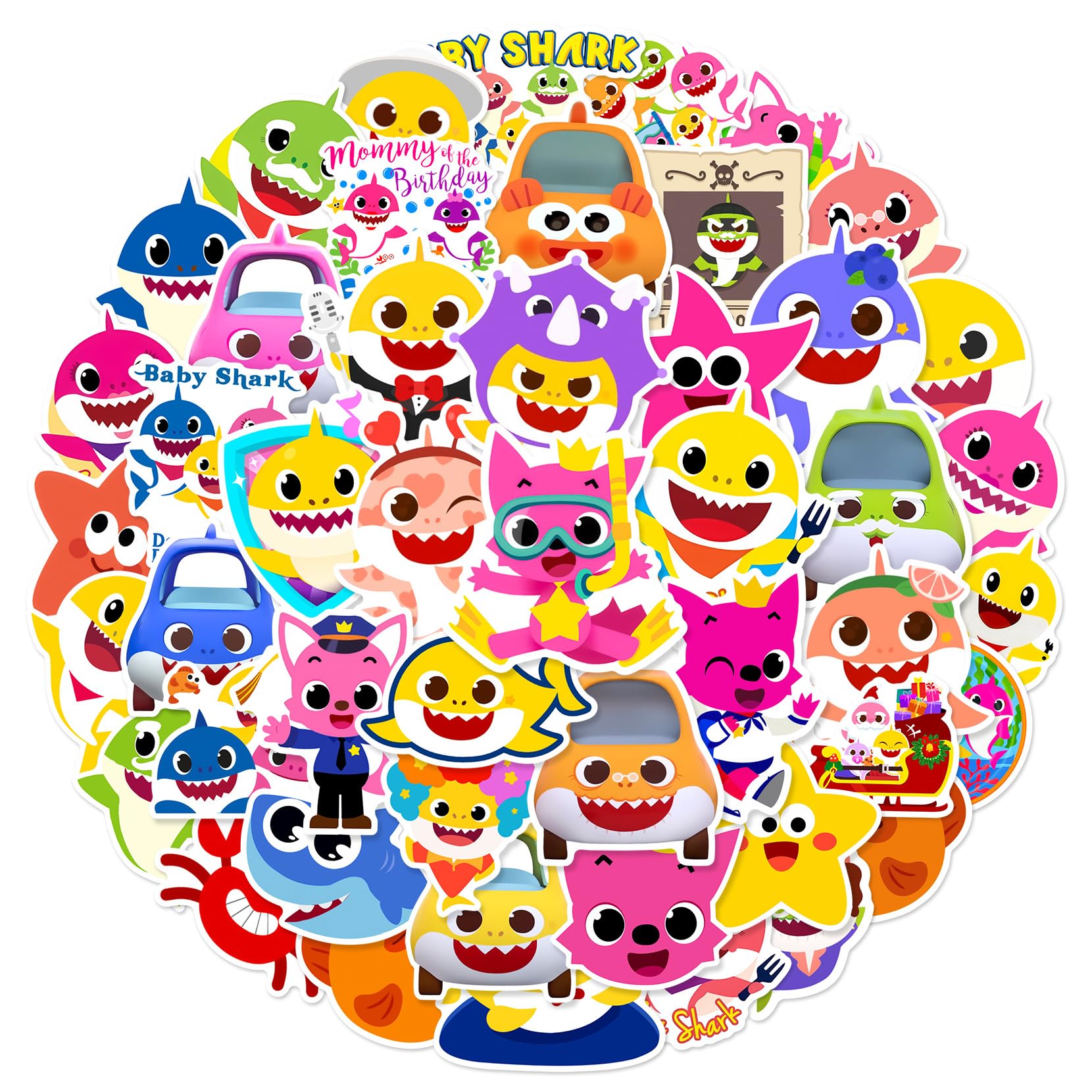 Shark Baby Stickers 50Pcs for Laptop Bike Luggage Graffiti Patches Guitar Sticker for Skateboard Luggage Bike Bumper, Kid/Teen Gift