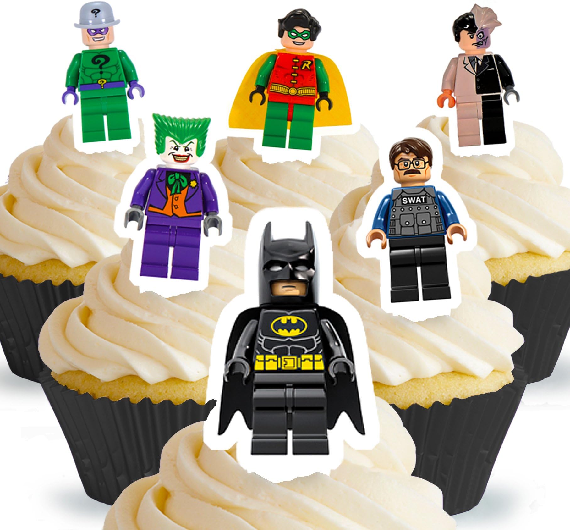 Cakeshop 12 x PRE-CUT Lego Batman Stand Up Edible Cake Toppers