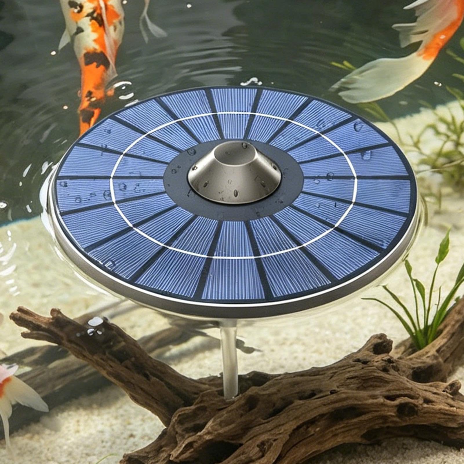 Solar Teichbelüfter 2,5 W schwimmend, Sauerstoffpumpe mit Ausströmerstein, leise Luftpumpe für Fischteich Aquarium Vogeltränke Gartenteich, 18x18 cm
