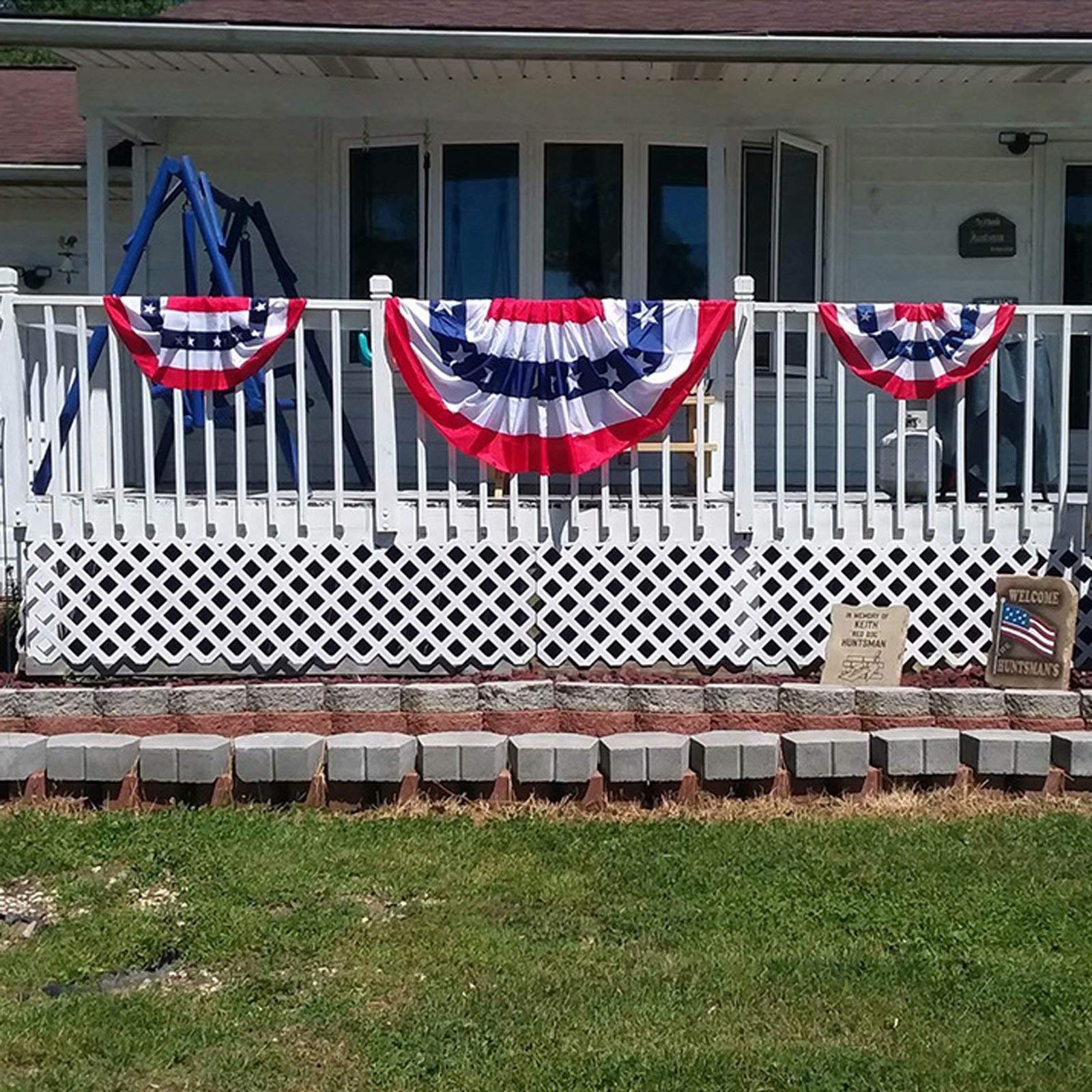 4 szt. USA plisowana flaga wachlarza dekoracje na dzień niepodległości - 9 x 150 cm amerykański baner chorągiewka flaga patriotyczna półwachlarz baner flaga z mosiężnymi oczkami na 4 lipca dekoracja na Dzień Pamięci