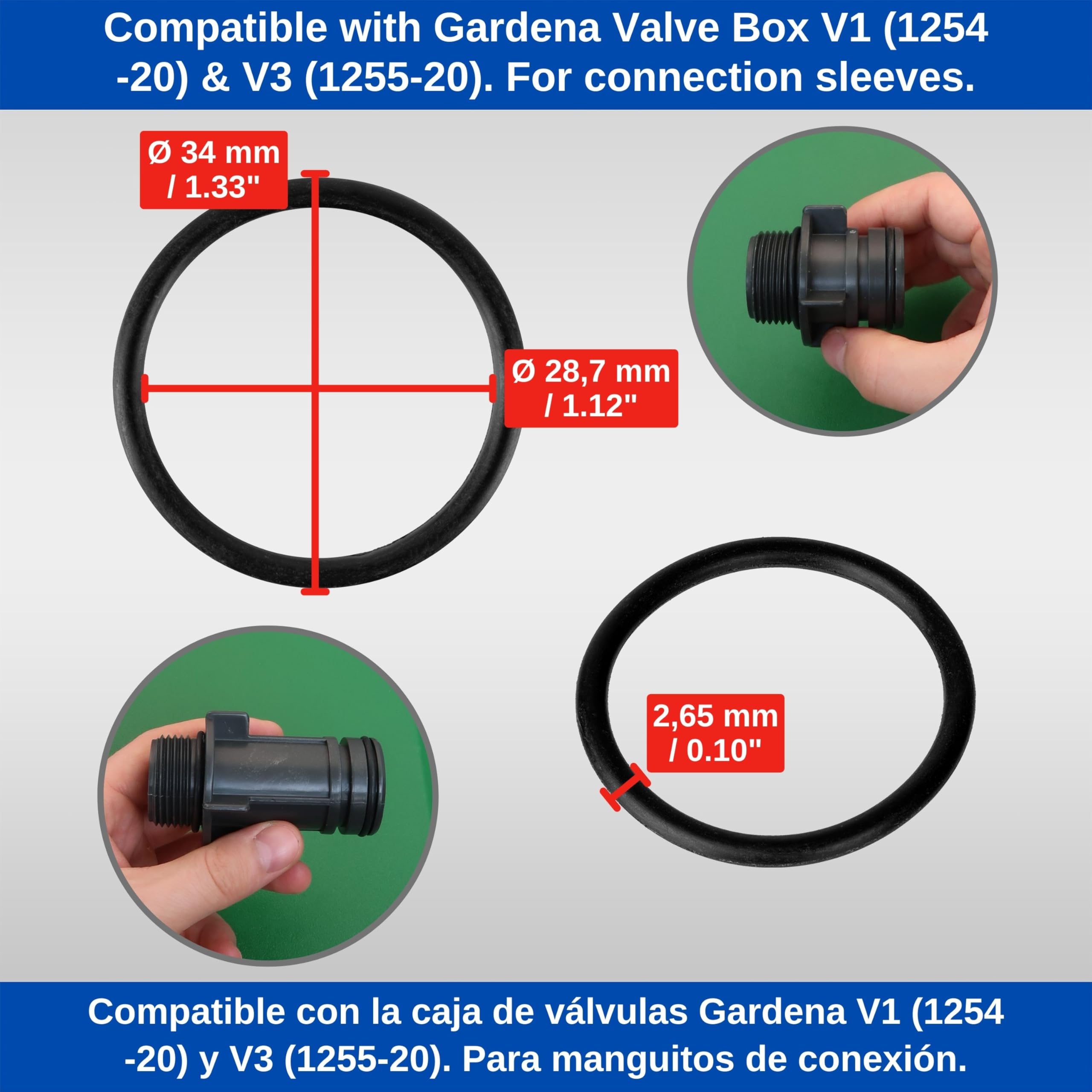 Zapasy o-ringów 12 szt., do tulei Gardena V1-V3, z silikonu, Ø 28,25 x 2,62 mm