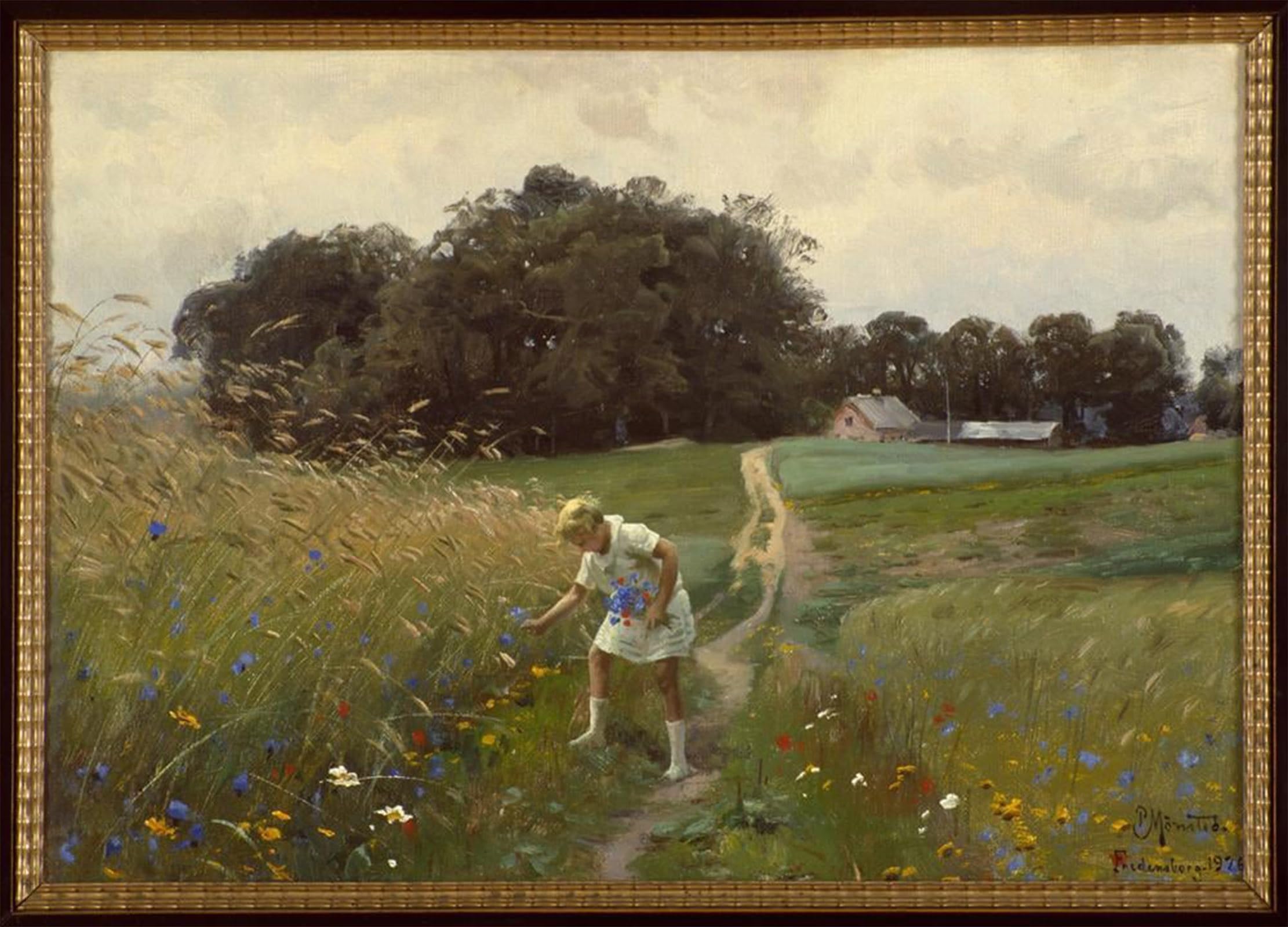 SERENDIPITP Retro Picture Poster Wall Art Pictures Painting the Meadow Bunch by Peder Monsted Wall Art Canvas Print for Wall Decor 60x90cm