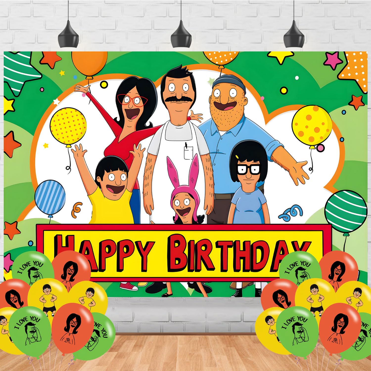 Bobs Burgers Backdrop 5x3 Vinyl Cartoon Burgers Birthday Party Supplies Photography Background Picture Photoshoot Cake Table Decor Banner Shoot Drapes