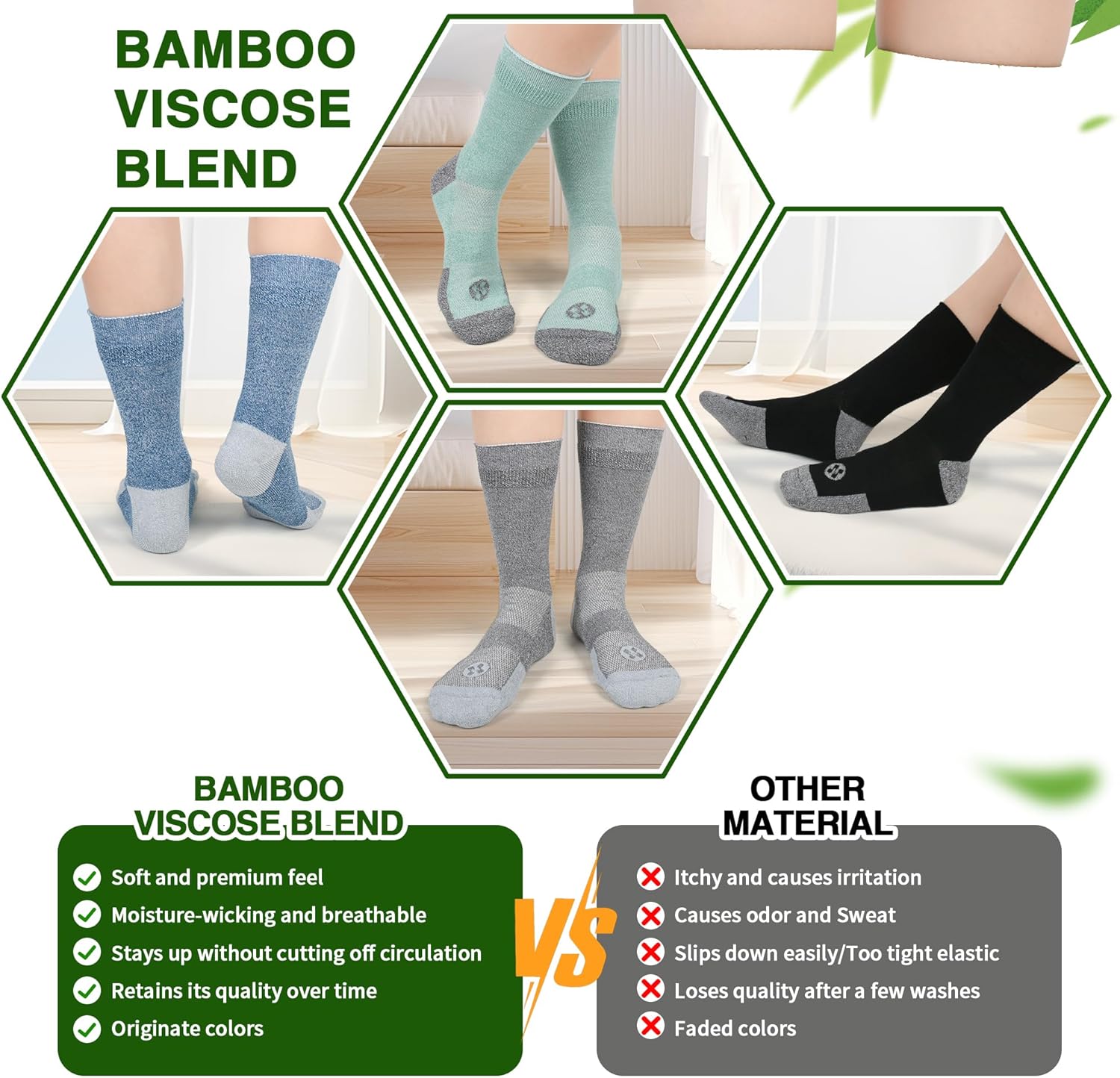 Diabetic Socks for Men,4 Pairs Crew Diabetic Neuropathy Socks for Men Size 9-11/10-13/13-15. - Image 3