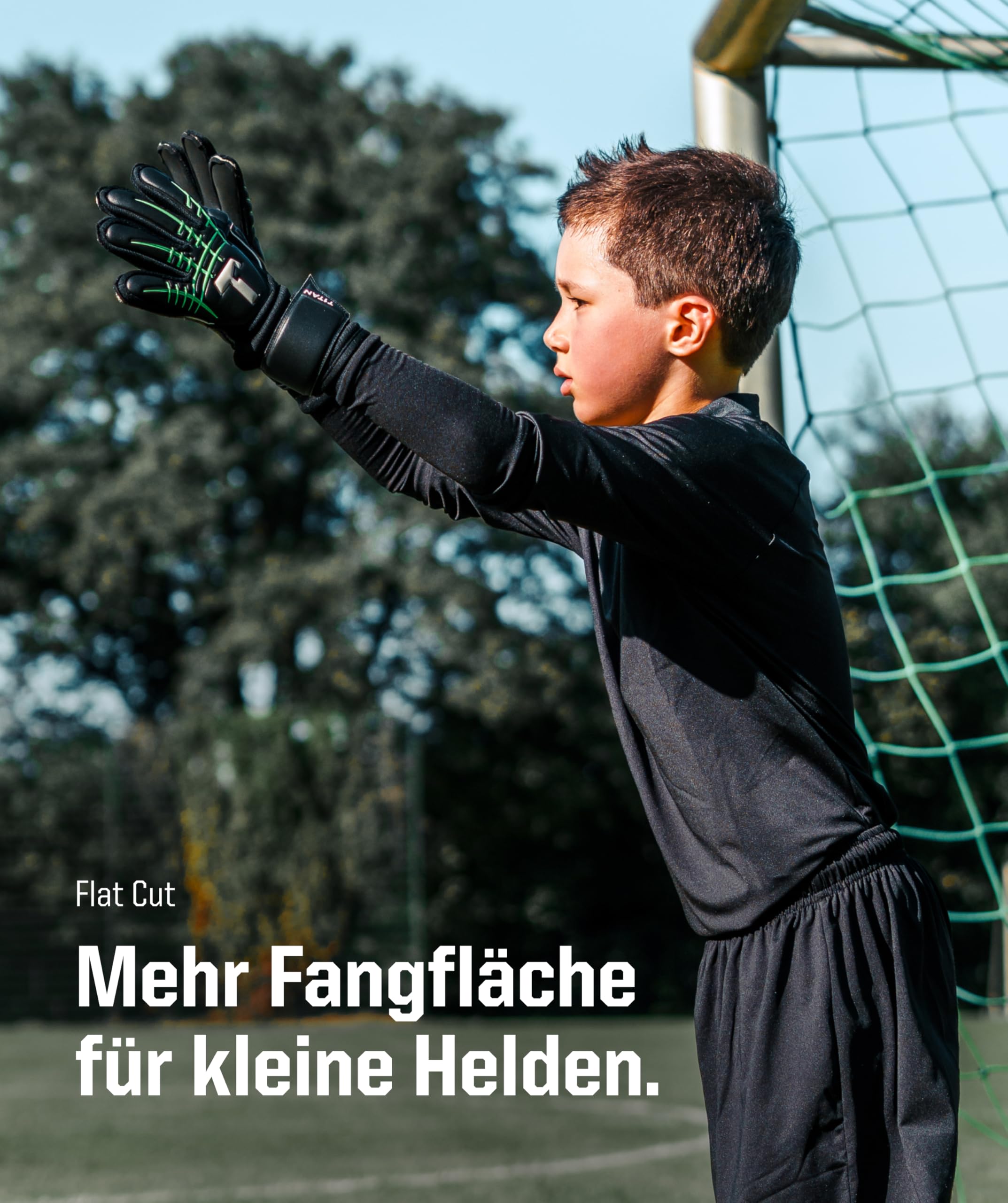 T1TAN Torwarthandschuhe Kinder Beast Junior, Fingerschutz Gr. 4-6, Tormannhandschuhe Jungen, Torhüterhandschuhe Mädchen, Torwart Handschuhe 6-11 Jahre