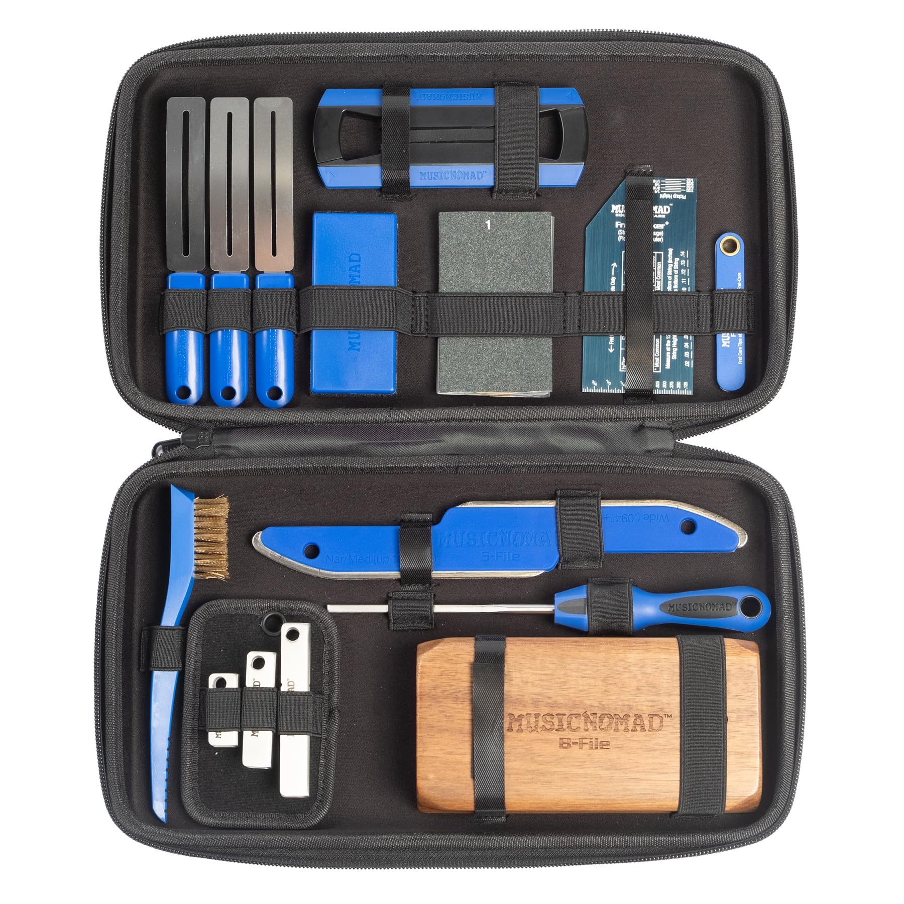 MusicNomad Premium Guitar Tech Fret Tool Set - 18 pc. kit for leveling, crowing, beveling, polishing (MN880)