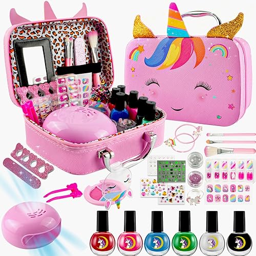 Kit de maquillaje lavable y esmalte de uñas para niñas, juego de maquillaje para niños, juego de maquillaje de princesa, juego de maquillaje de