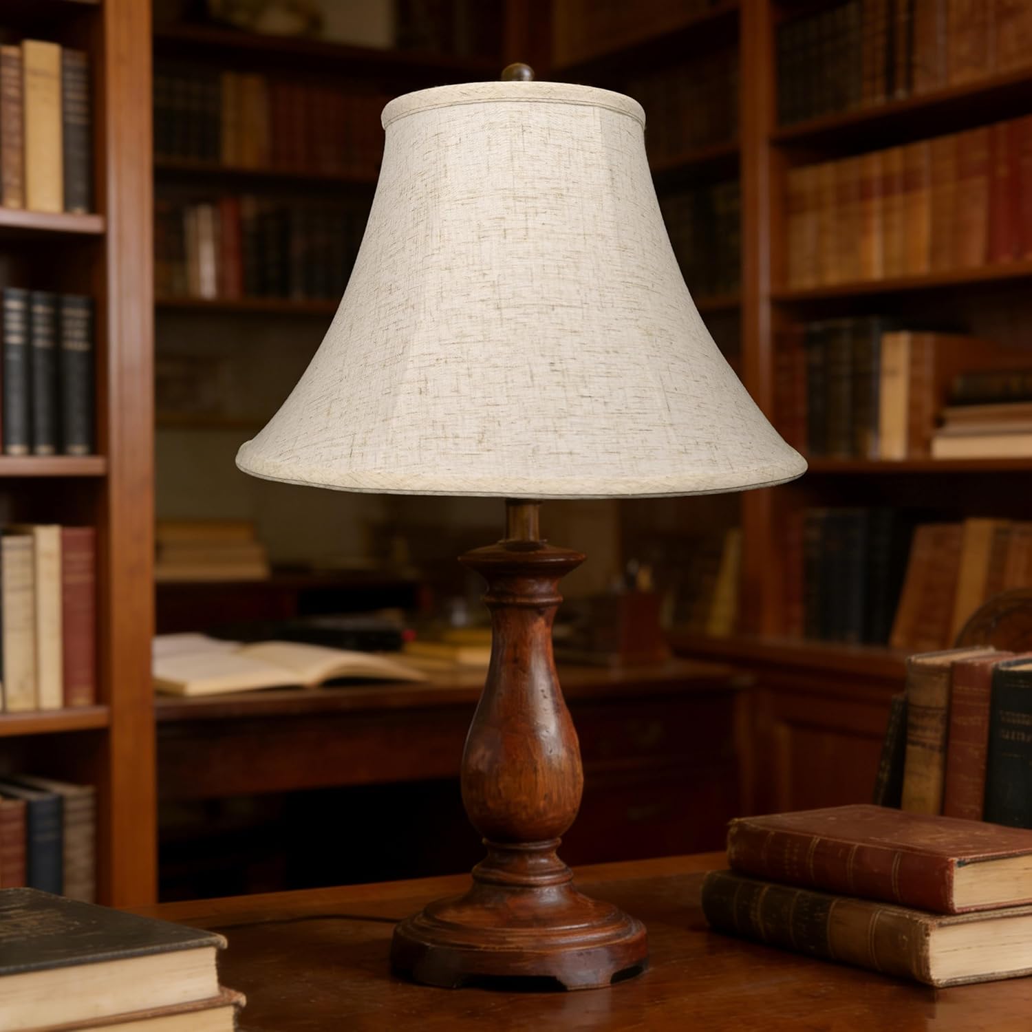 Linen Bell Medium Lamp Shade Easy Assembly, 6" Top x 13" Bottom x 10" High Fabric Lampshades, Traditional Replacement Lampshade for Table Lamps, Bedside Lamps, Floor Lamps, Metal Spider Fitter