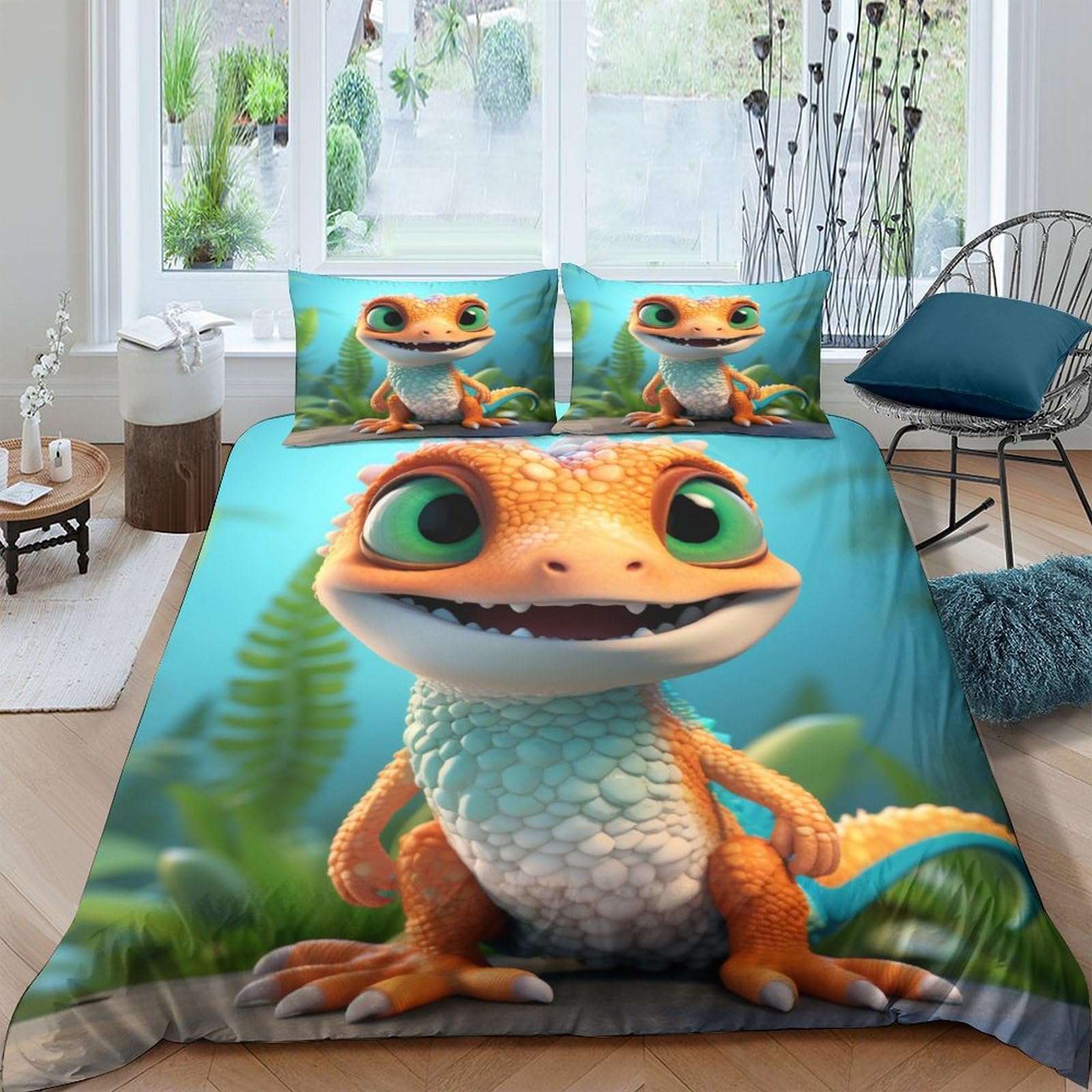 Housse de couette microfibre respirante 3 pièces Gecko 200x200
