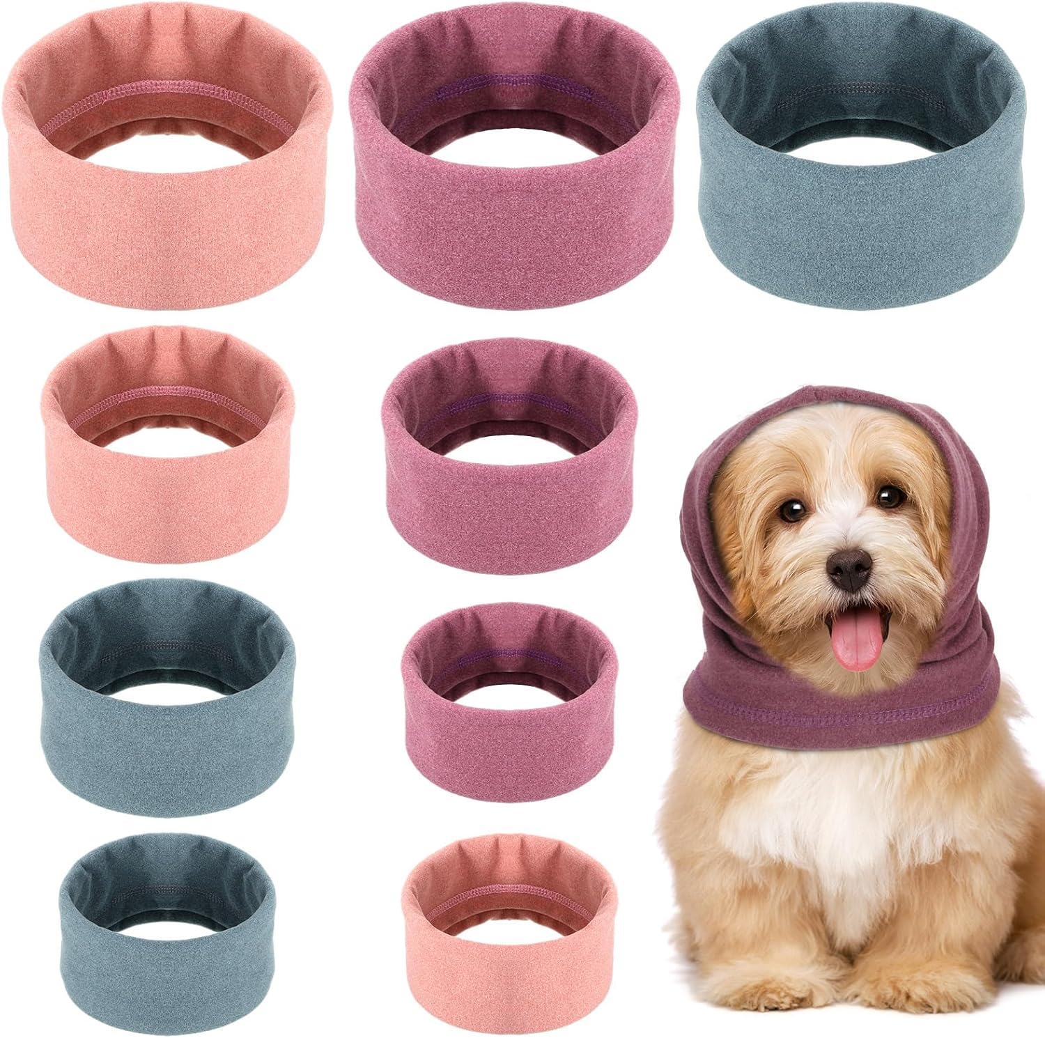Abbylike 9 Pieces 3 Sizes Dog Hoodie Ear Wraps for Dogs Soft Snoods for Dogs Ear
