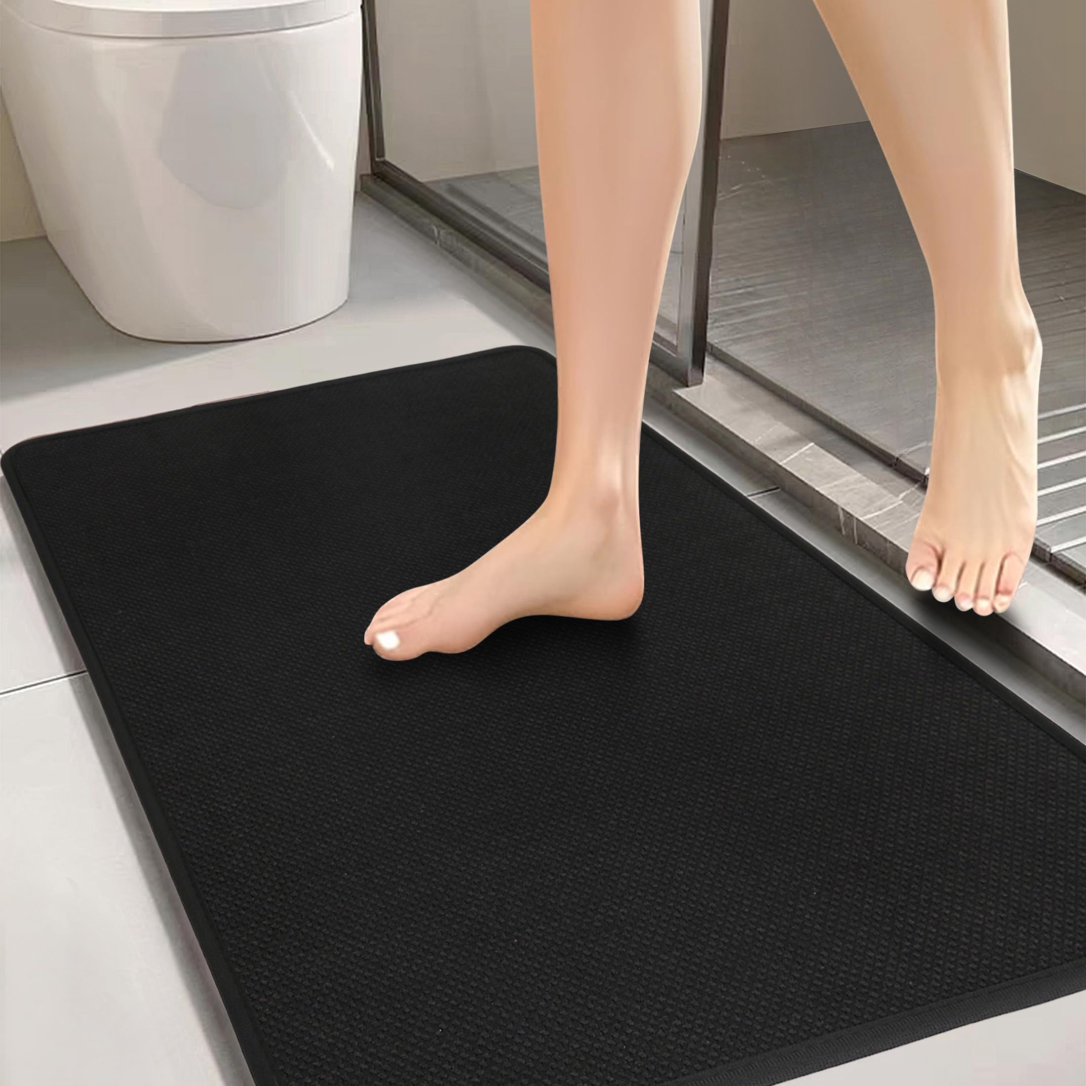 Bathroom Rugs, Bath Mats for Bathroom Non Slip Washable, Quick Dry, Water Absorbing, Fits Under Door, Ultra Thin, Rubber Backing, Low Pile, Cozy Cloth