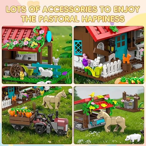 Miniatura 3 de Juegos de construcción de casa de granja para niños de 6 a 12 años, 791 piezas de kits de construcción de casas de granja con animales de caballo