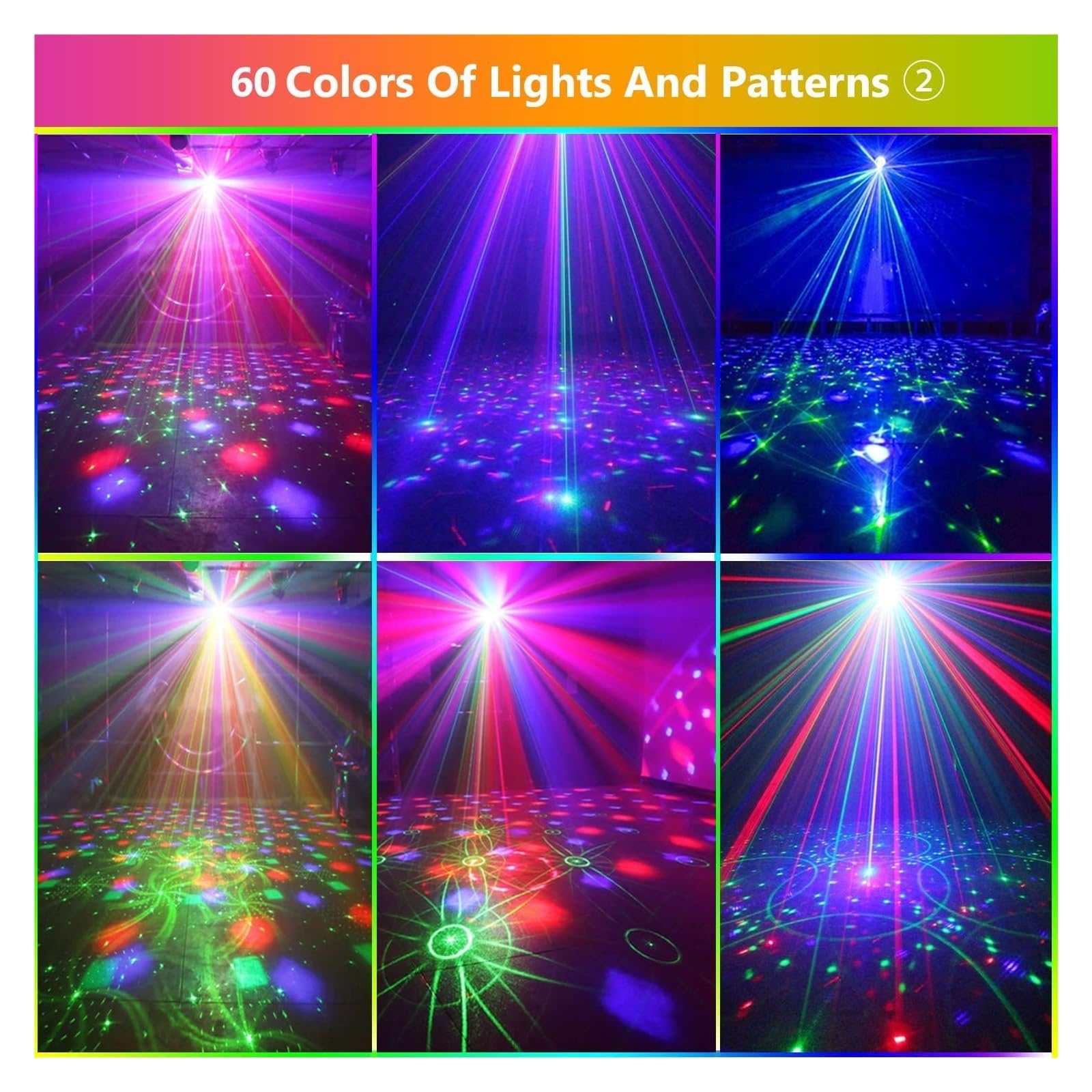 Kula dyskotekowa oświetlenie sceniczne RGB DJ Strobe 60 efekty LED światło z aktywowanym dźwiękiem na dekoracje przyjęcie urodzinowe projektor Na imprezy i do klubów
