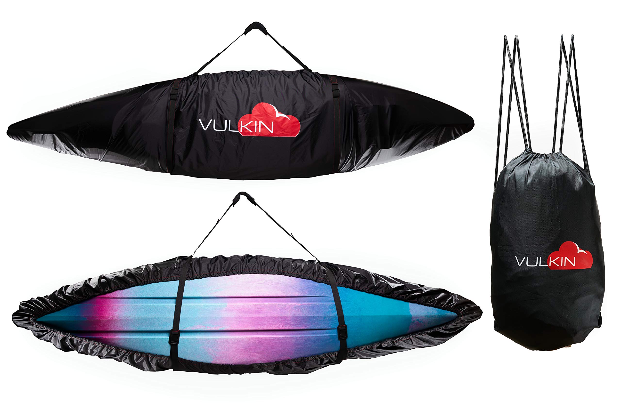 VULKIN Kayak Cover and Carrier - Waterproof Adjustable Storage Dust Protector UV Protection Shield for 9 ft - 12 ft Kayaks (11 ft - 12 ft)