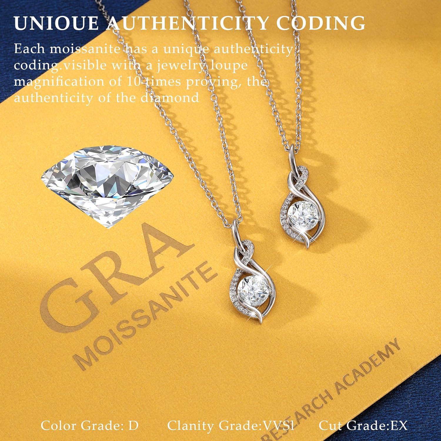 Infinity Moissanite Necklace for Women Dainty Silver Pendant Necklace Gifts for Her Valentine's Day Gifts - Image 6