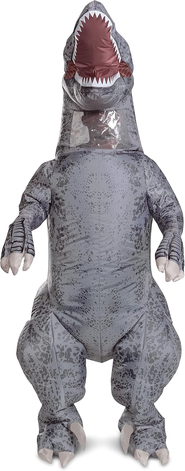 Disguise Blue Inflatable Costume for Kids, Official Jurassic World Inflatable Outfit, Fan Operated Expandable Blow Up Jumpsuit