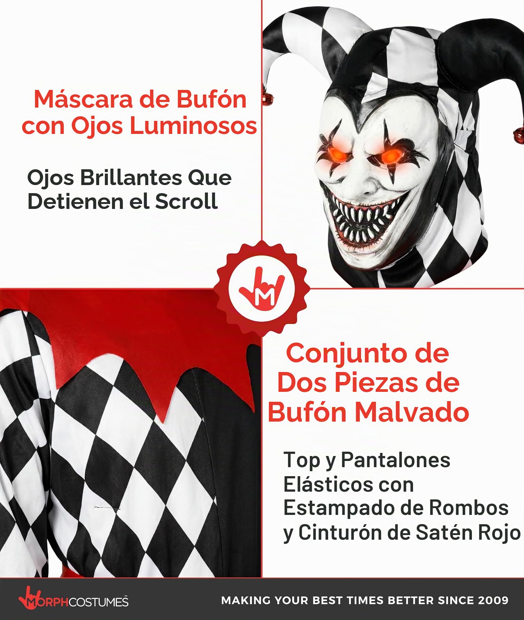 Morph Disfraz Payaso Hombre, Disfraz Terror Halloween Hombre