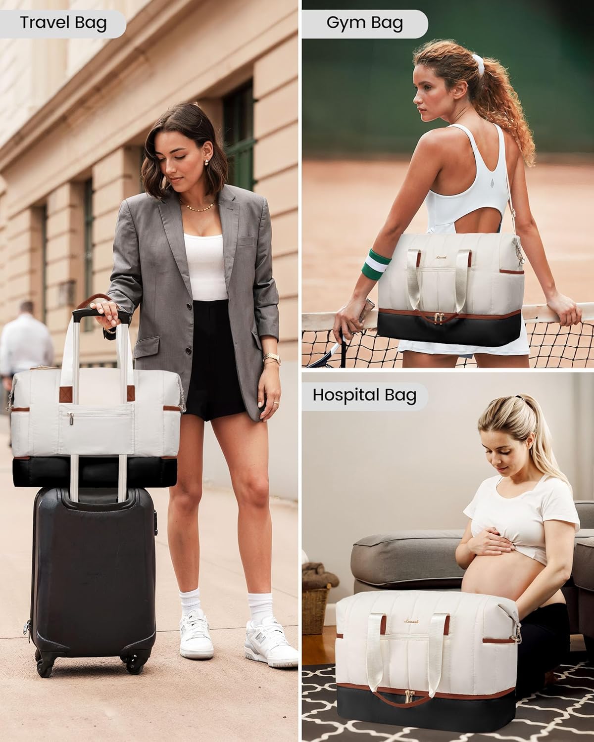 LOVEVOOK Puffer Travel Duffle Bag, Weekender Bags For Women with Shoe Compartment, Carry On Duffel Bags,Hospital Bag for Labor and Delivery - Image 7