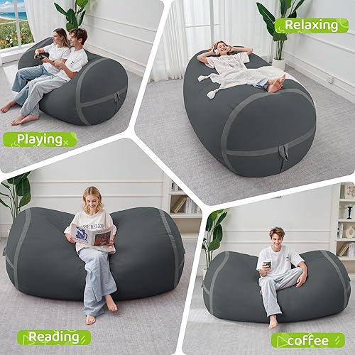 Miniatura 231 de HABUTWAY Puf gigante de 2 pies para adultos, con relleno de espuma viscoelástica, puf grande con funda de terciopelo holandés extraíble para sala de