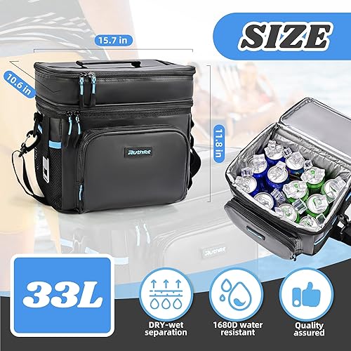 Miniatura 3 de Lonchera plegable con aislamiento de doble capa, bolsa enfriadora a prueba de fugas para hombres y mujeres, correa para el hombro, abrebotellas,