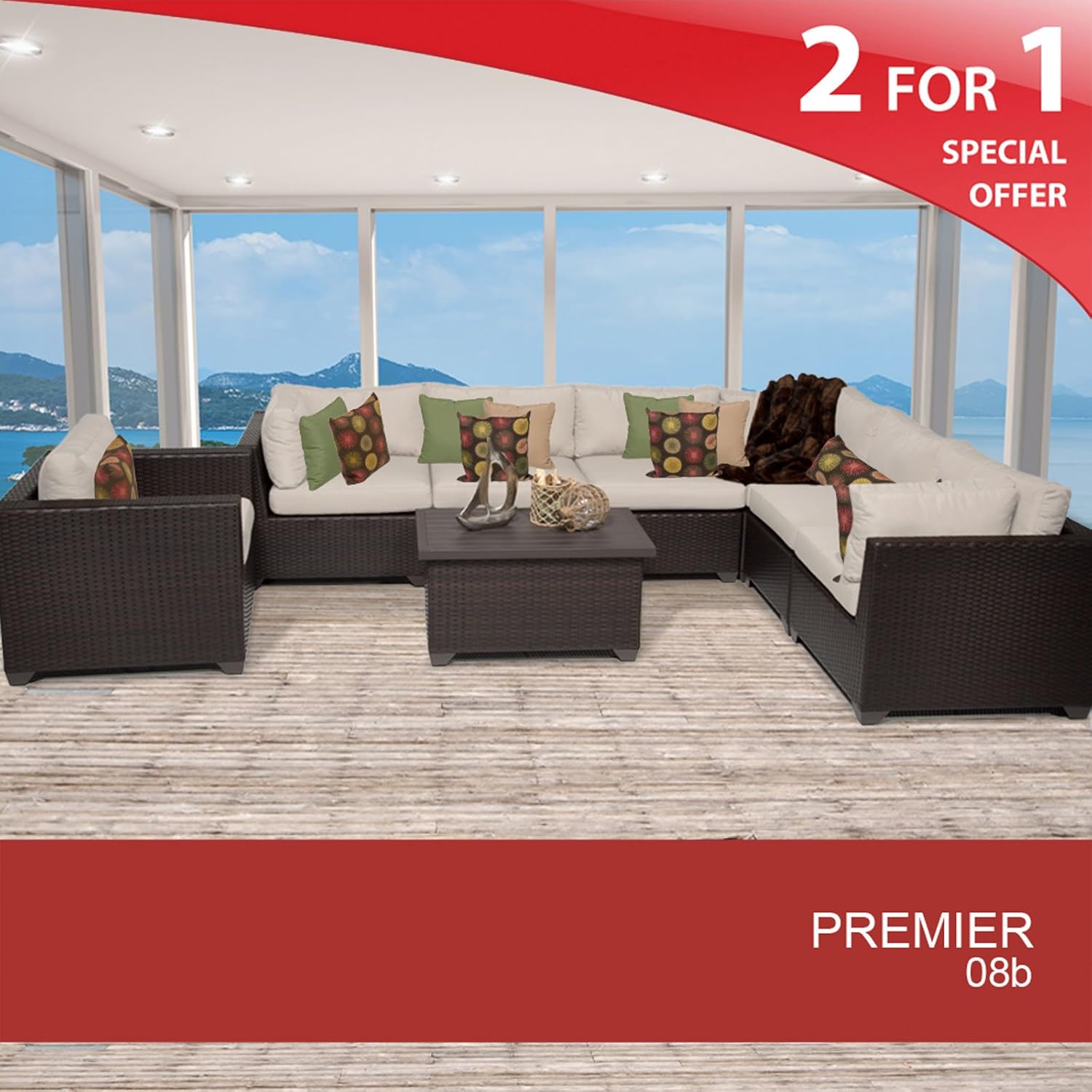 Premier 8 Piece Outdoor Wicker Patio Furniture Set 08b
