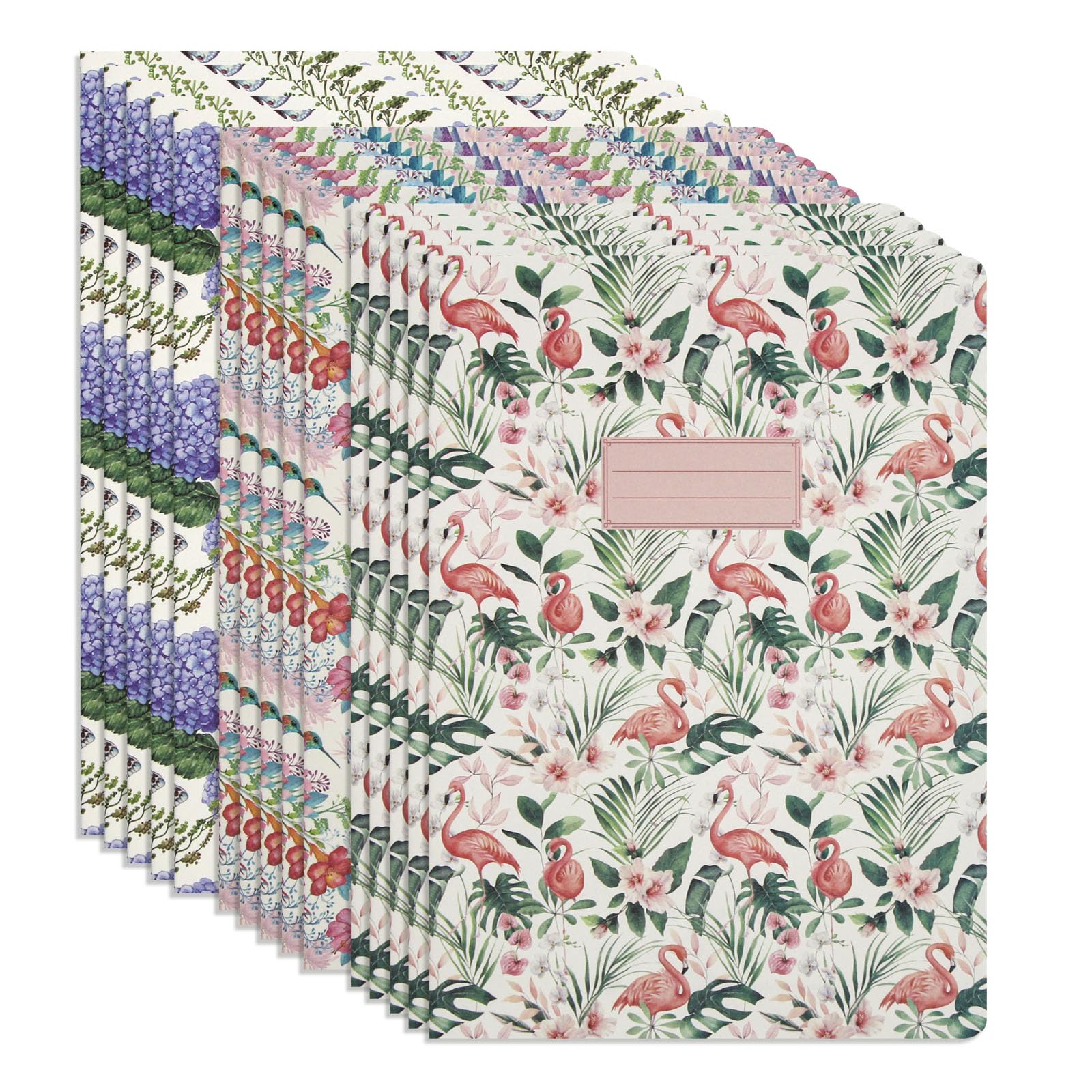 WETLOTEE 15 Pack A4 Writing Pad, Petal Bloom Collection, 3 Unique Designs (5 Pads Each), Versatile Blank Notepad with Line/Grid Guide Sheet, Bulk Stationery