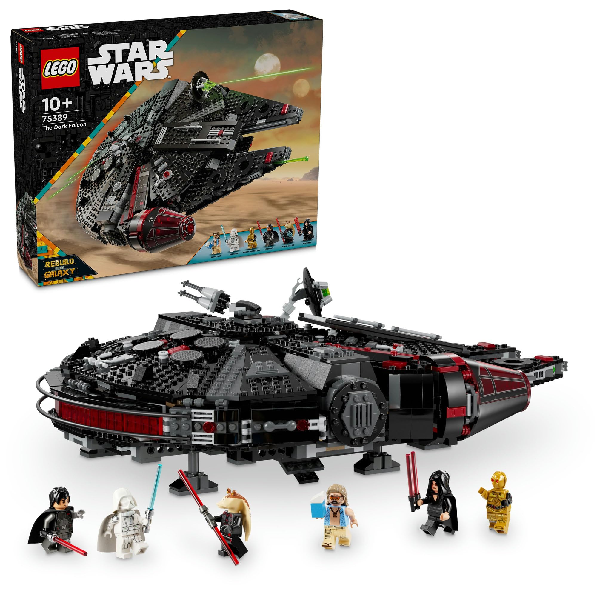 LEGO Star Wars The Dark Falcon Model Kit, Vehicle Building Set for 10 Plus Year Old Boys, Girls & Fans, Kids Toy with 6 Minifigures, Accessories Including Lightsabers and Starship 75389