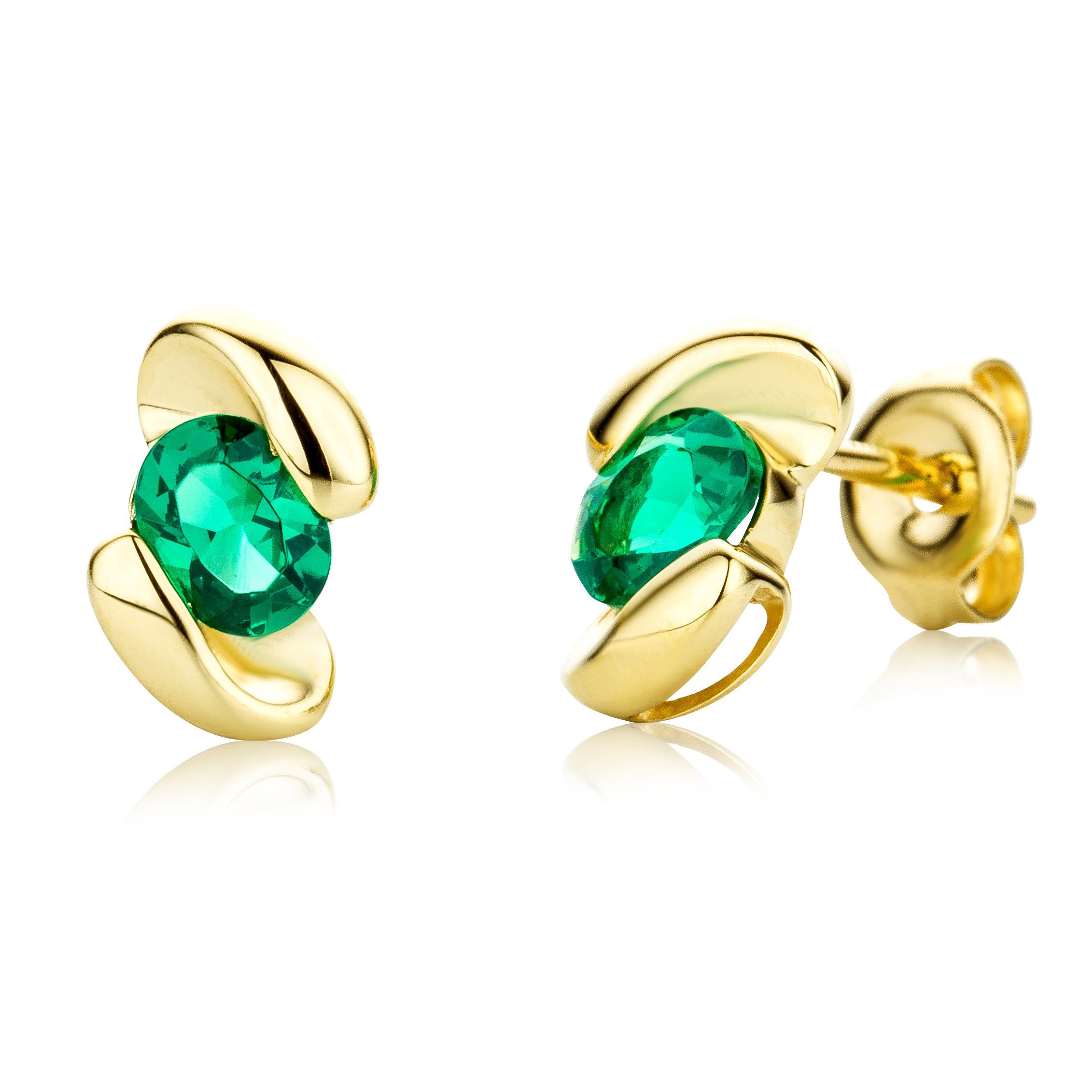 MIOREPendientes de mujer en oro blanco- oro amarillo de 9 quilates (375/1000) y esmeralda verde, saphir azul, rubí rojo
