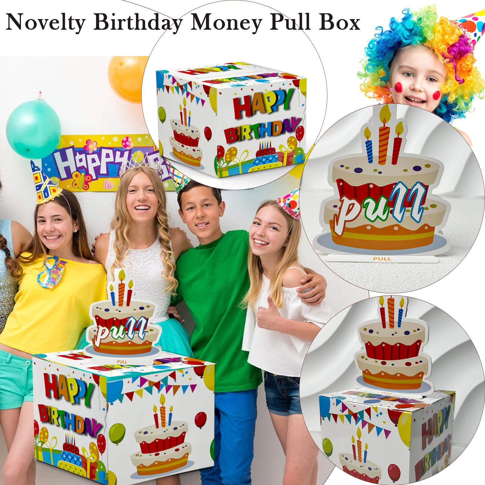 Birthday Cash Box Pull, Surprise Money Roll Gift Box with Pull Out Card and 30 Transparent Bags DIY Set, Funny Ways to Give Money as Gift for Parents, Lovers, Friends (White)