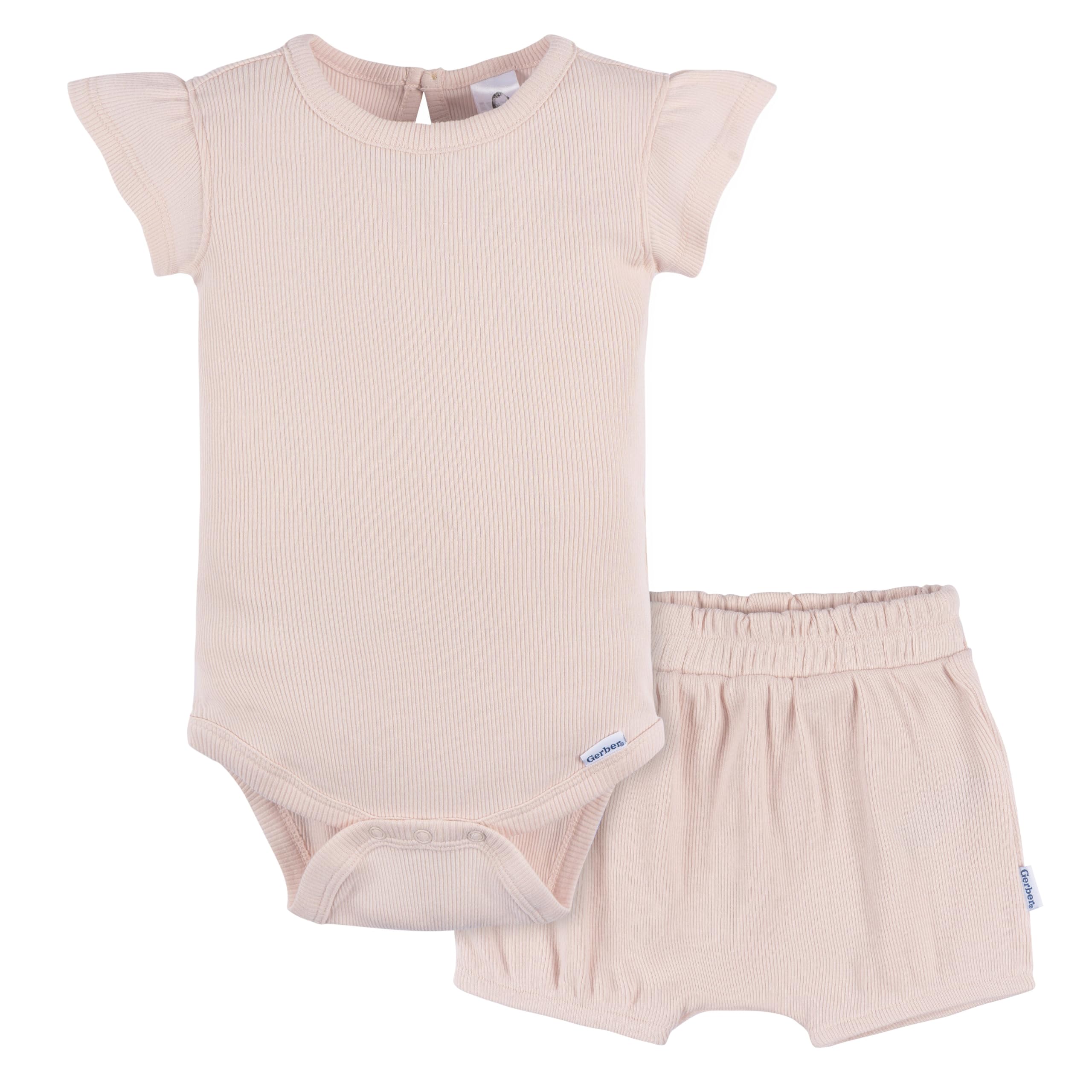 Gerber Baby Girls Bodysuit and Shorts Set