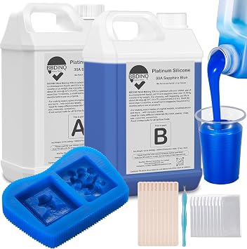 Silicone Mold Making Kit - 30A Silicone Mold Maker - Platinum Liquid Silicone 2 Gallon with Tool Kit - 11 Volume - Perfect for Resin Molds, Silicone Molds, Soap Molds, Sapphire Blue