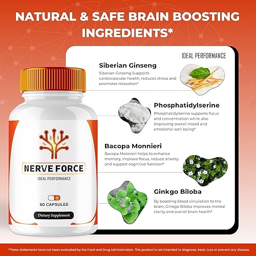 Miniatura 6 de Cápsulas de suplemento de neuropatía de fuerza nerviosa, fuerza nerviosa para neuropatía y píldoras de suplemento de salud cerebral - Píldoras