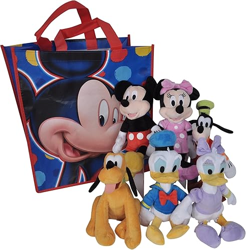 Disney 11" peluche Mickey Minnie Mouse Donald Daisy Duck Goofy Plutón 6-Pack en bolsa de regalo