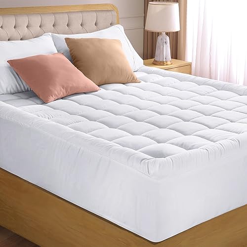 Utopia Bedding Full Mattress Pad, Quilted Fitted Premium Mattress Protector, Deep Pocket Cover Stretches up to 16 Inches, Fluffy Pillow Topper (54x75 Inches, White)