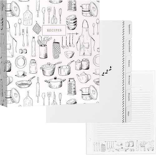 Vista 23 de Jot & Mark - Organizador de recetas con 3 anillos (Mise En place) 50 tarjetas de recetas de 4 x 6, separadores de página completa y protectores
