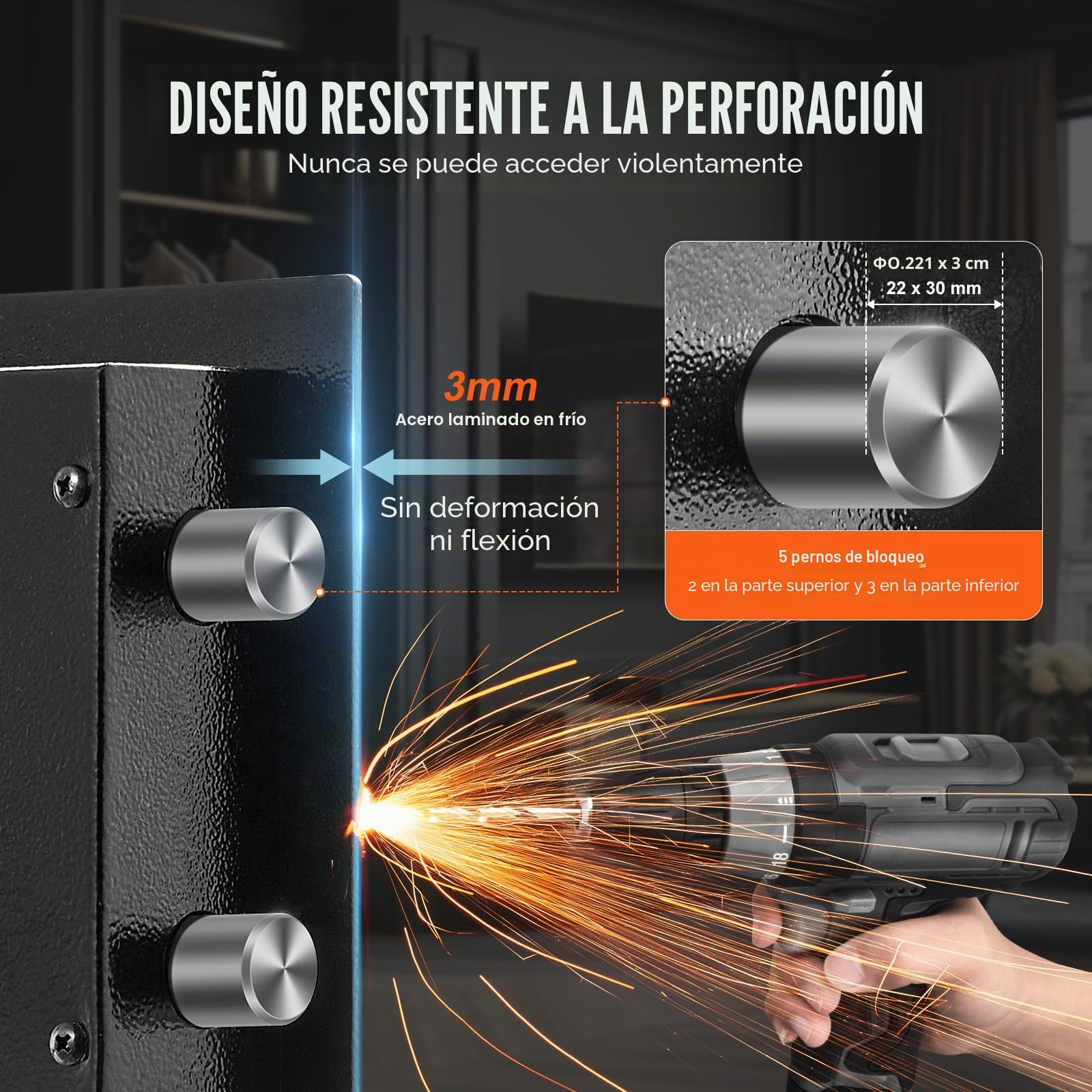 VEVOR Caja Fuerte de 99,1 L con Puertas Dobles, Cerradura con Llave y Contraseña, Bolsa Ignífuga, Estante para Llaves, Luz LED y 2 Divisores Ajustables y Extraíbles para Dinero, Documentos, Negro