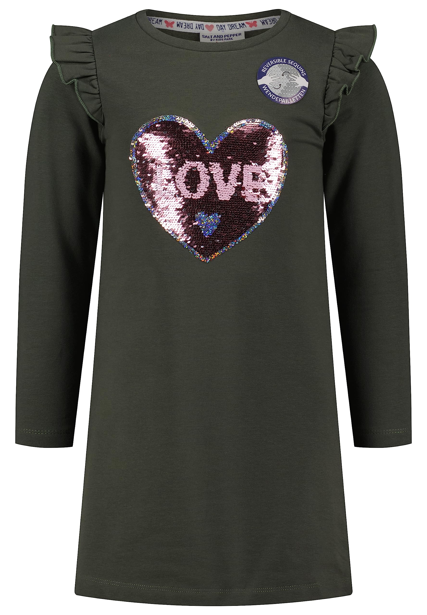 SALT AND PEPPER Mädchen Girls Dress Heart Rev. Sequins Kinderkleid
