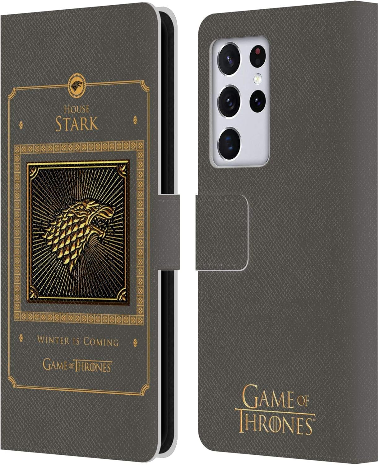 Head Case Designs Officially Licensed HBO Game of Thrones Stark Border Golden Sigils Leather Wallet Case Compatible with Samsung Galaxy S21 Ultra 5G