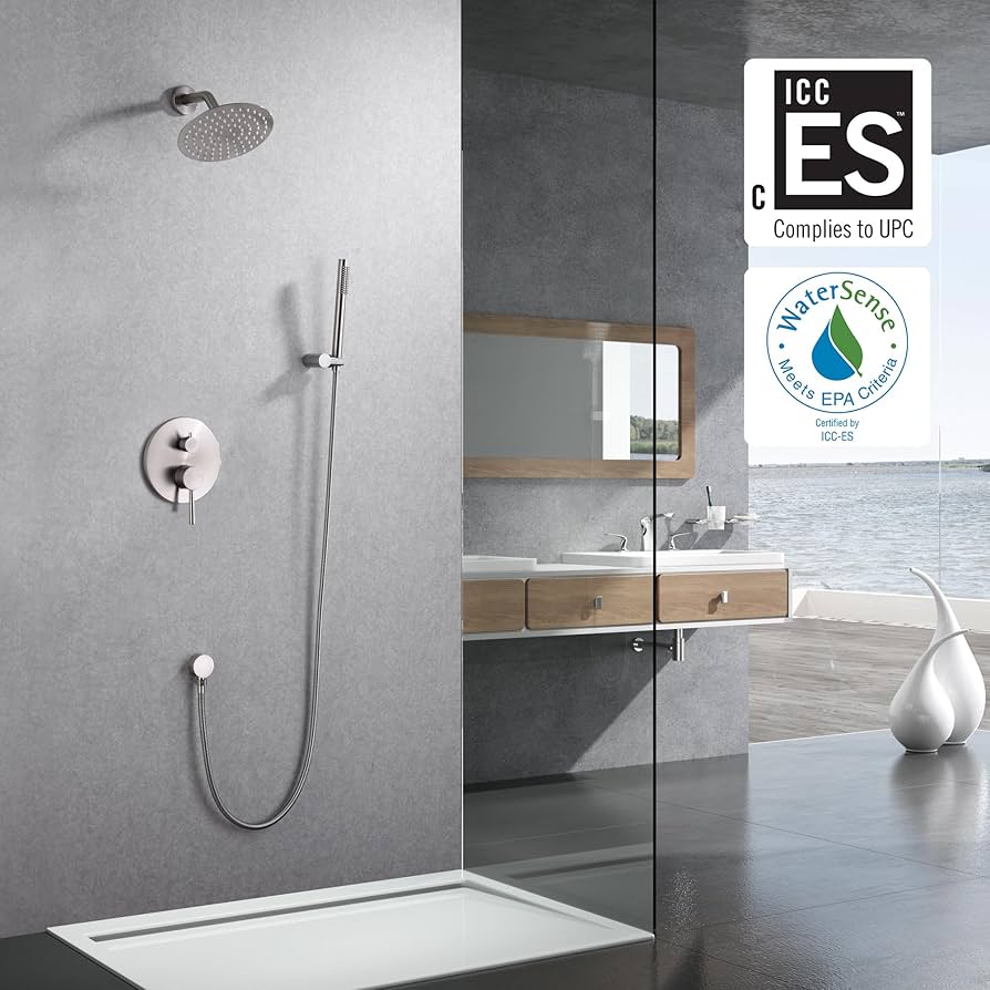 SUMERAIN Wall Mounted Rainfall Shower System Brushed Nickel Shower