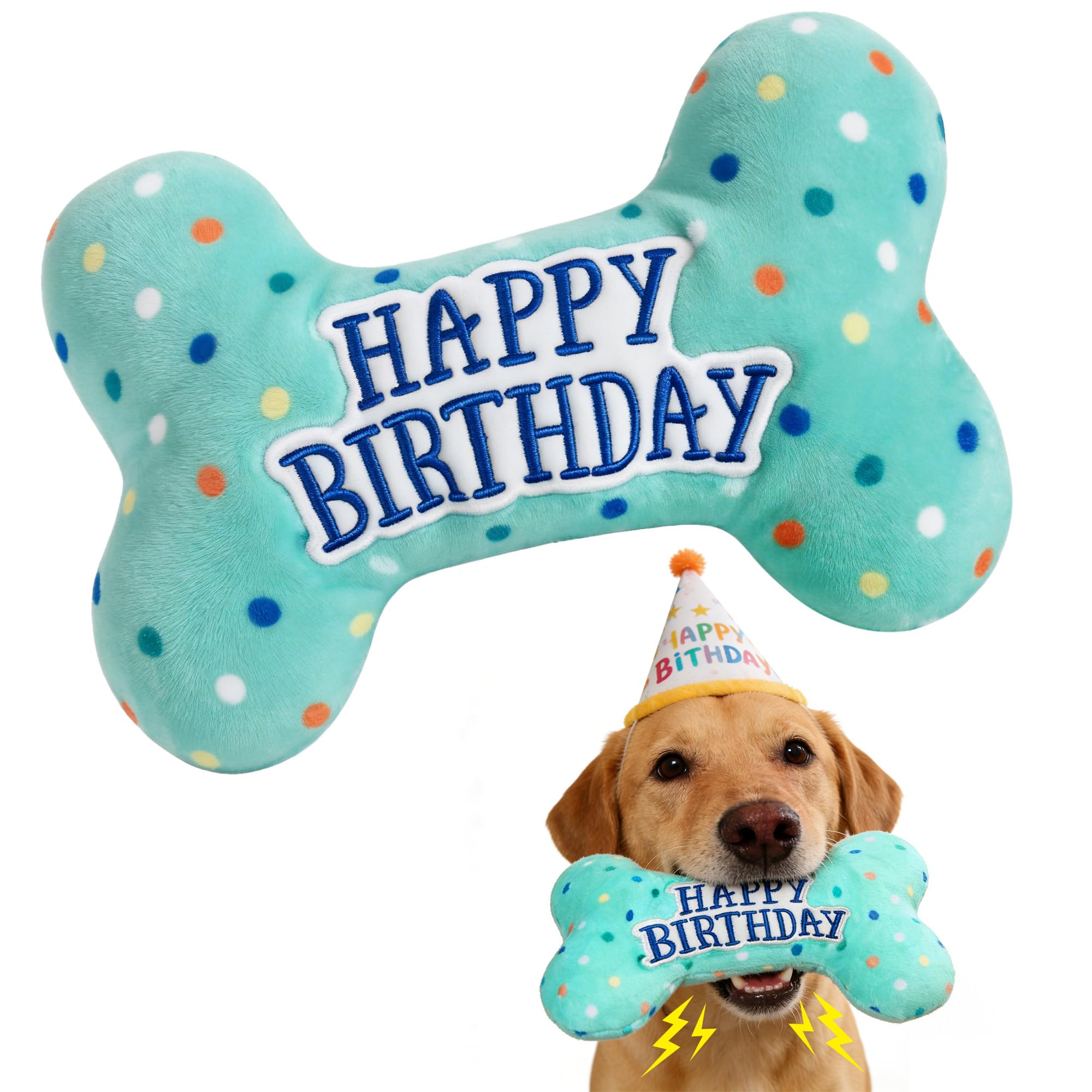 Prime Pets Dog Birthday Toys Plush Dog Squeaky Toys Stuffed Puppy Chew Toy for Small Medium Large Dogs