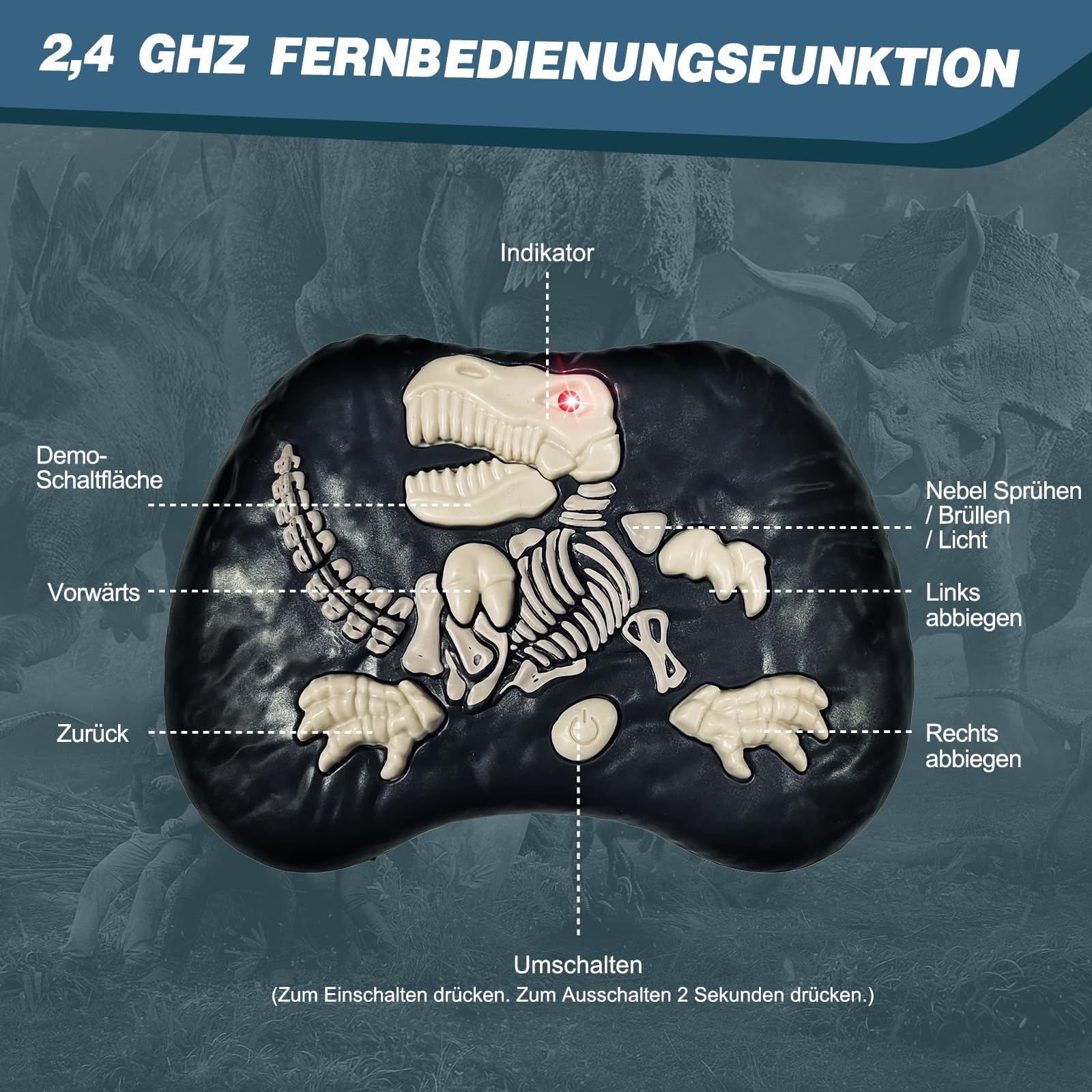 Sunrad Kinder Ferngesteuertes Dinosaurier Spielzeug,Elektronik T-Rex Dino Spielzeug mit Spray, Licht,Brüllen,Realistische Gehbewegungen,Geschenk für Jungen und Mädchen
