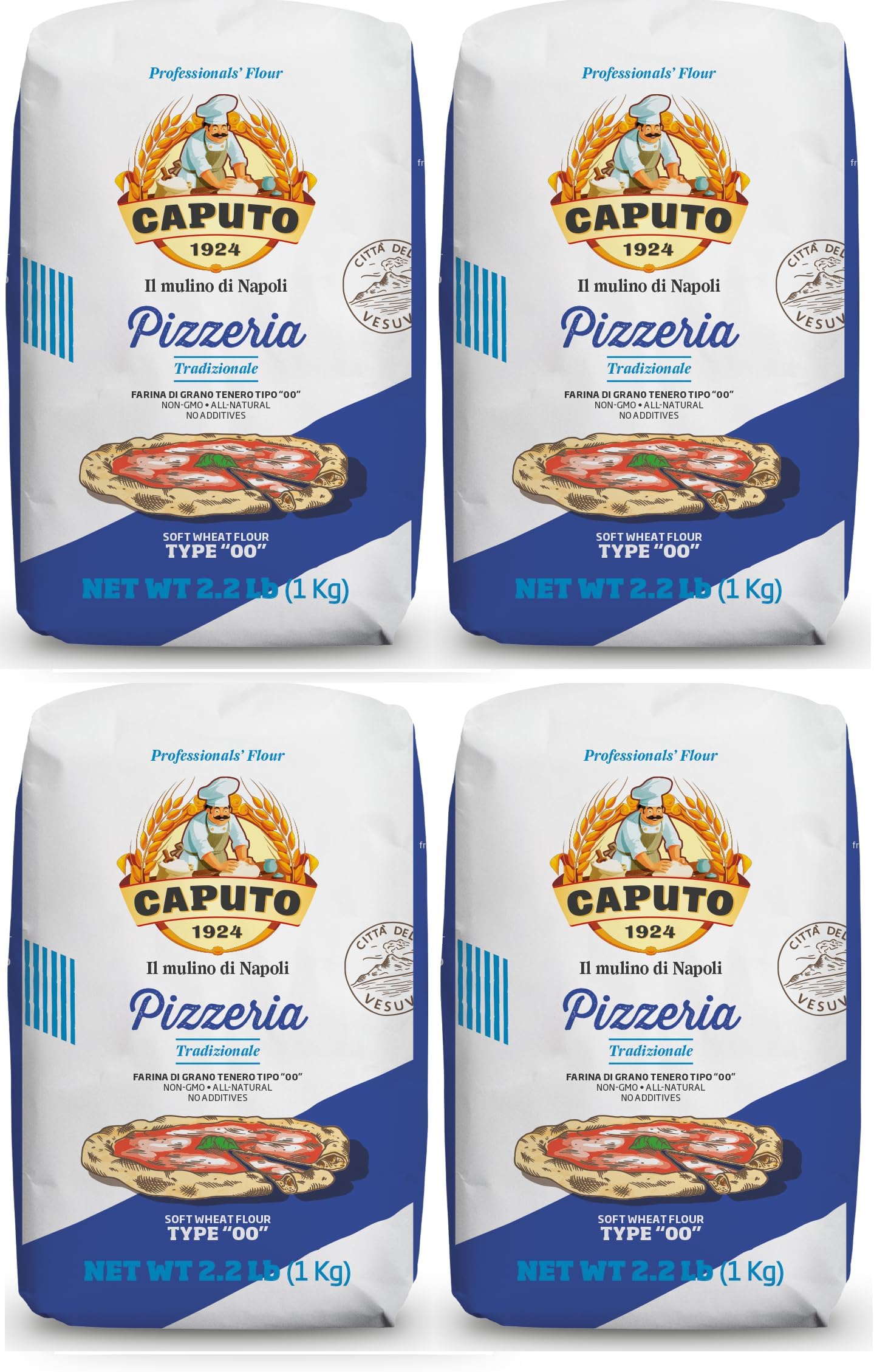 Antico Molino Napoli HACODE Caputo 00 Pizzeria Flour - 1-kilo bag (Pack of 4)