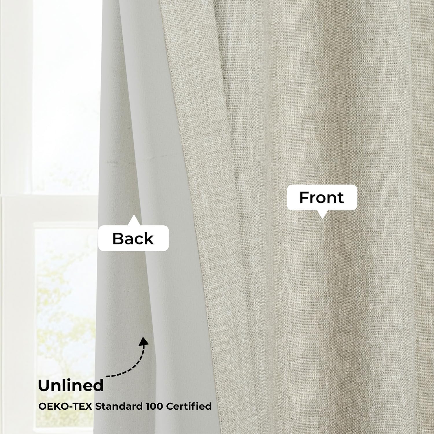 HPD Half Price Drapes - Faux Linen Curtains for Living Room (1 Panel) - 100W X 120L - Extra Wide Textured Room Darkening Curtains for Bedroom 120 Inches Long - Drapes for Home Decor, Oatmeal