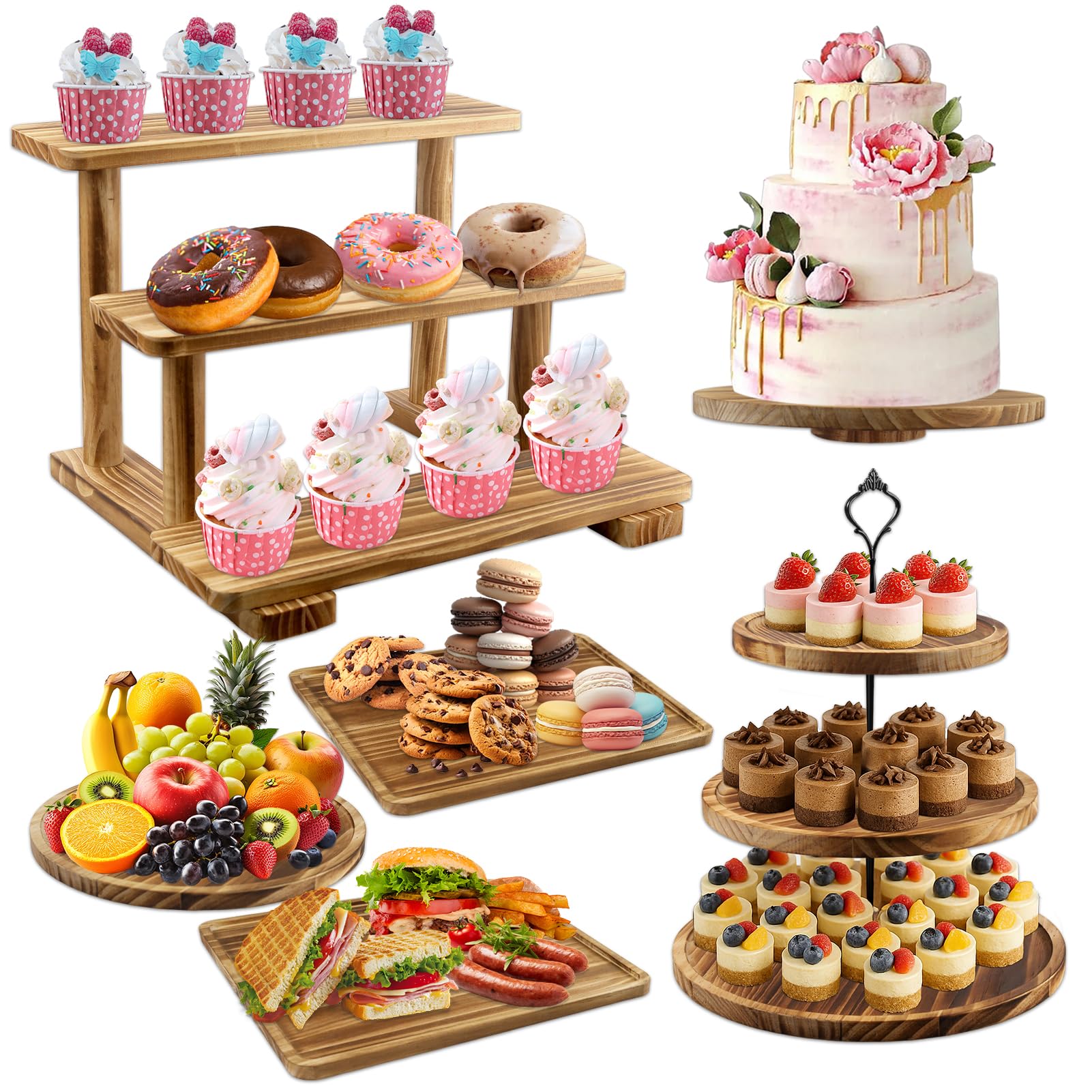 Photo 1 of ***MISSING PARTS***
Esmorah Wooden Dessert Table Display Set, Cake and Cupcake Stand Combo (Set of 6)