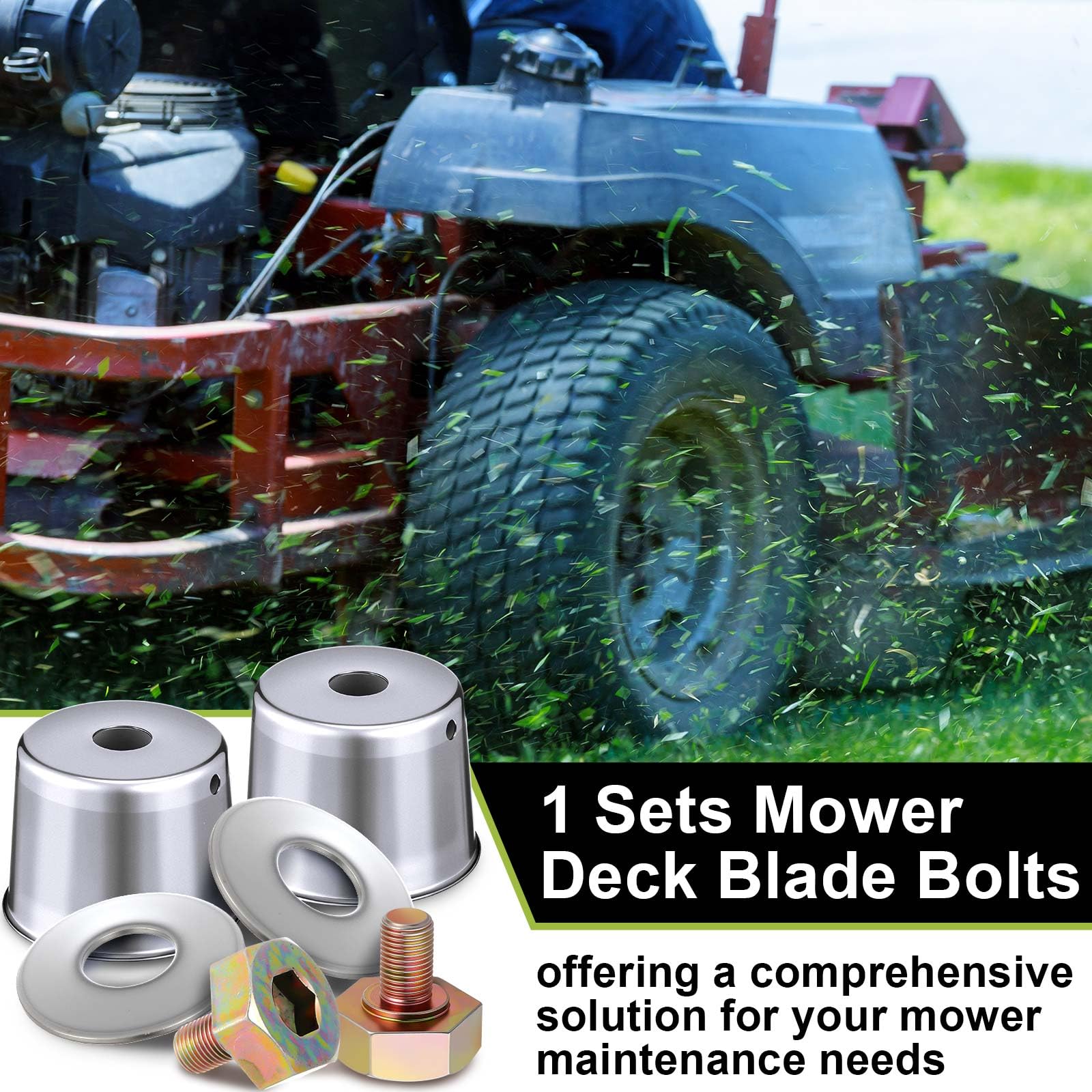 MorningRo Parti del ponte del tosaerba compatibili con Kubota ZD326 ZG222 ZG227, bulloni per lama del tosaerba e tappo antipolvere compatibili con K5651-34350 K5651-34352 K5651-34372 K5647-34312 (1