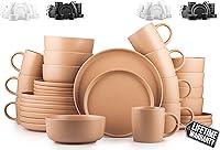 Vista 11 de Zulay Kitchen Luna - Juego de platos y cuencos, juego de vajilla de porcelana moderno de 16 piezas para 4, resistente a las astillas y a