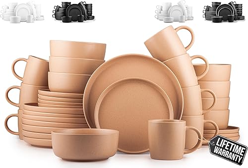 Miniatura 15 de Zulay Kitchen Luna - Juego de platos y cuencos, juego de vajilla de porcelana moderno de 16 piezas para 4, resistente a las astillas y a los